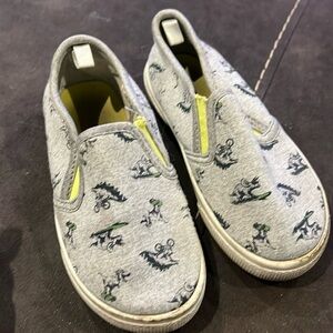 Size 9 Carters gray dinosaur slip on shoes